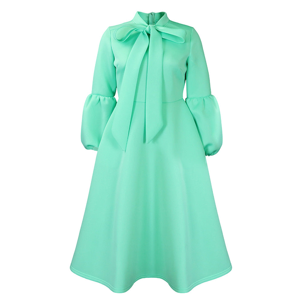 Damen Midikleid mit eleganten Schleifenärmeln und schwingendem Rock Stalluxe