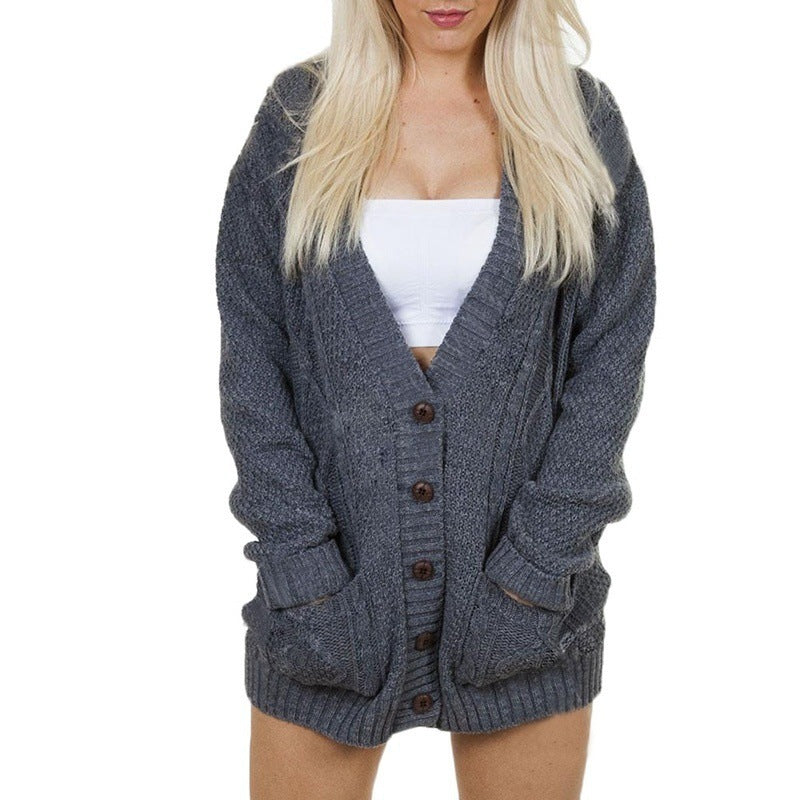 Damen Grobstrick-Cardigan mit klassischem V-Ausschnitt und praktischen Taschen Stalluxe
