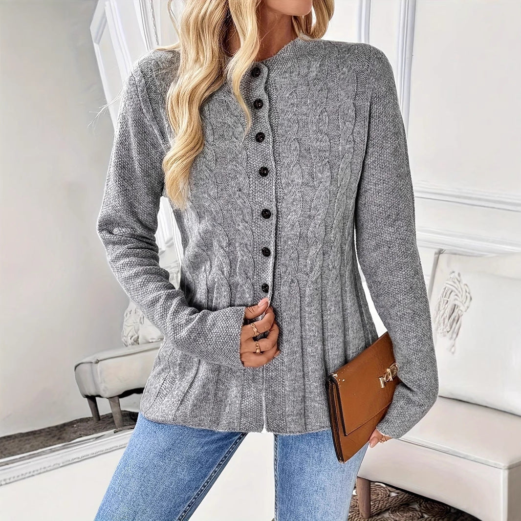 Damen Strickjacke mit dezentem Ripp-Design und Knopfdetails Stalluxe