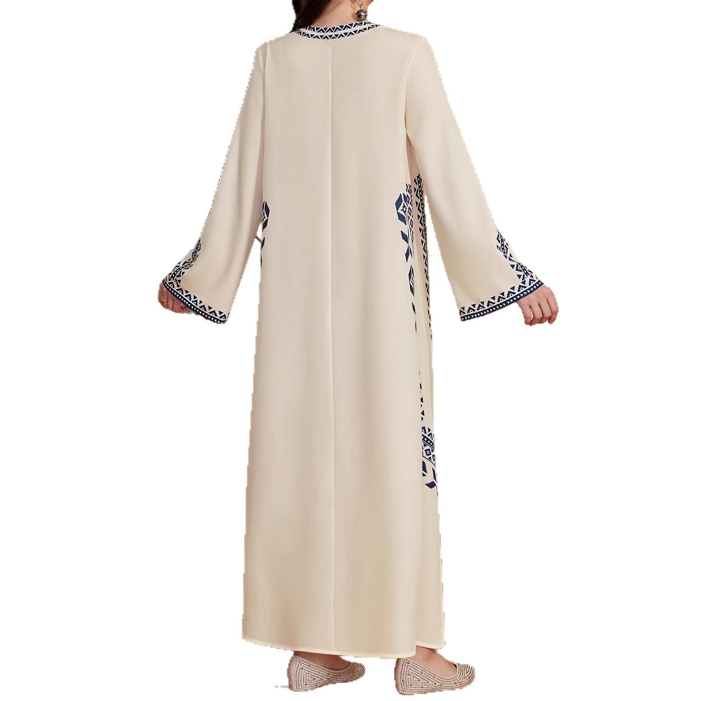 Damen Kaftan-Kleid mit kunstvollem besticktem Design und elegantem V-Ausschnitt Stalluxe