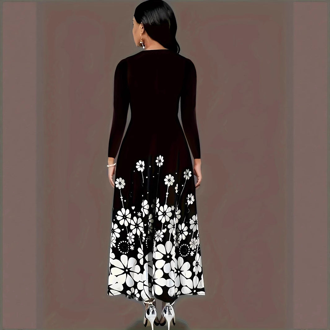 Damen Maxikleid mit floralem Design und praktischen Taschen Stalluxe