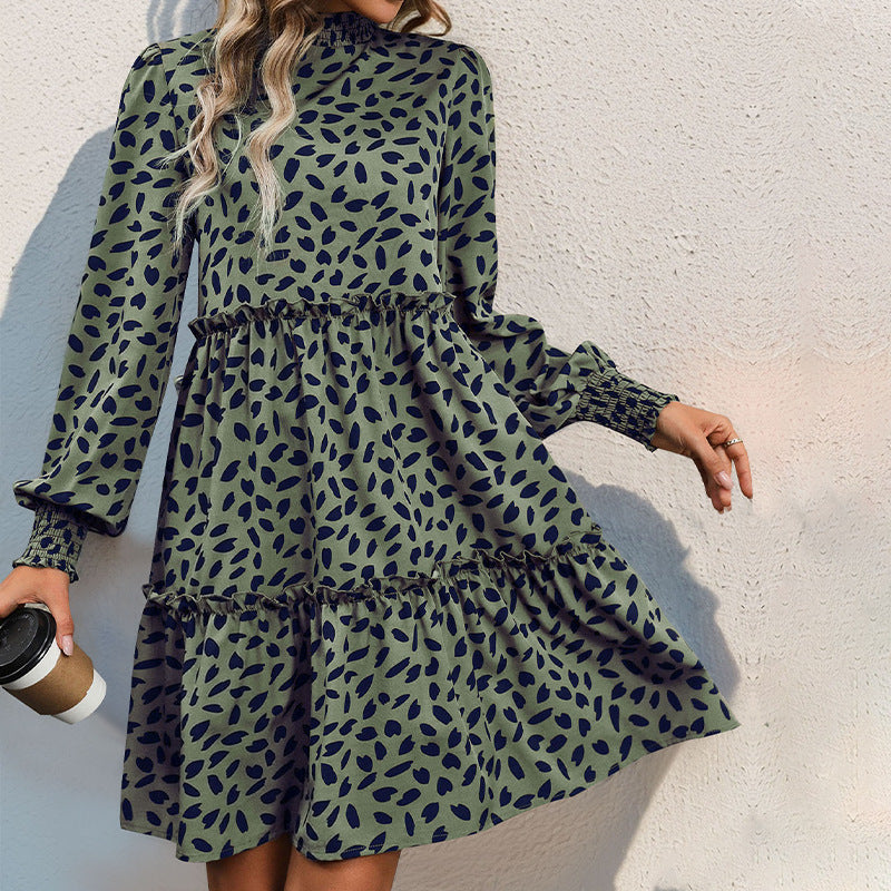 Damen lässiges Kleid mit gerafftem Design und eleganten Puffärmeln Stalluxe