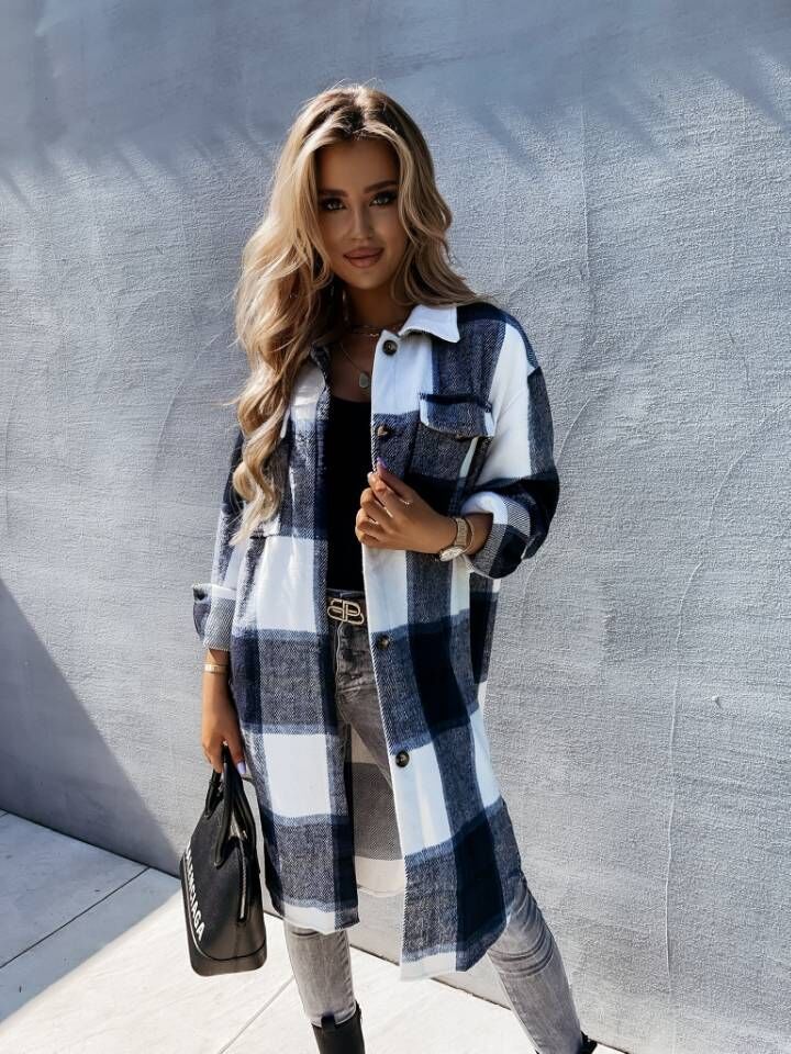 Damen Flanell-Hemdjacke im karierten Design Stalluxe