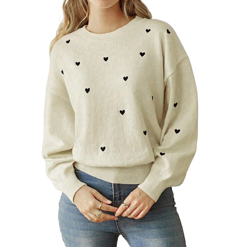 Damen kuscheliger Pullover mit Herzmotiven Stalluxe