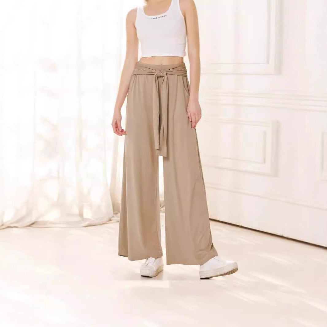 Damen Bequeme und stylische Weite Hose mit Taillengürtel Stalluxe