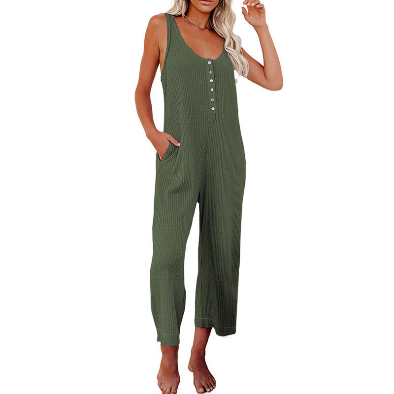 Damen Jumpsuit mit Knopfleiste und Taschen Stalluxe
