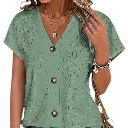 Damen genähte Bluse mit Knopfleiste Stalluxe