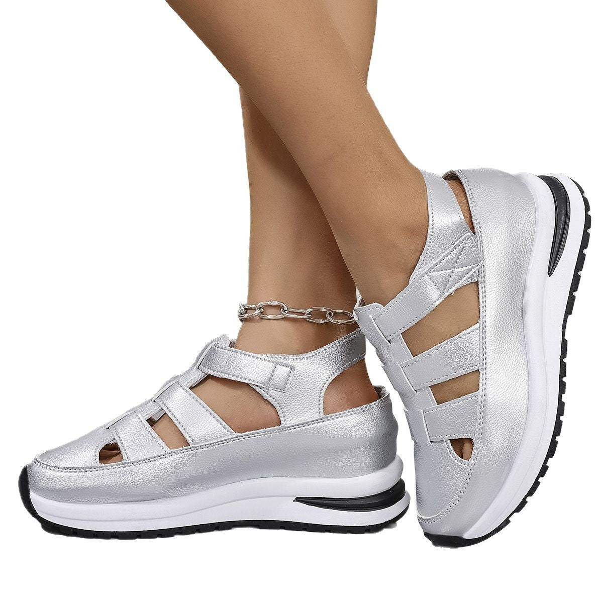 Damen Komfortable Sandalen mit modischen Querstreifen und atmungsaktivem Obermaterial Stalluxe