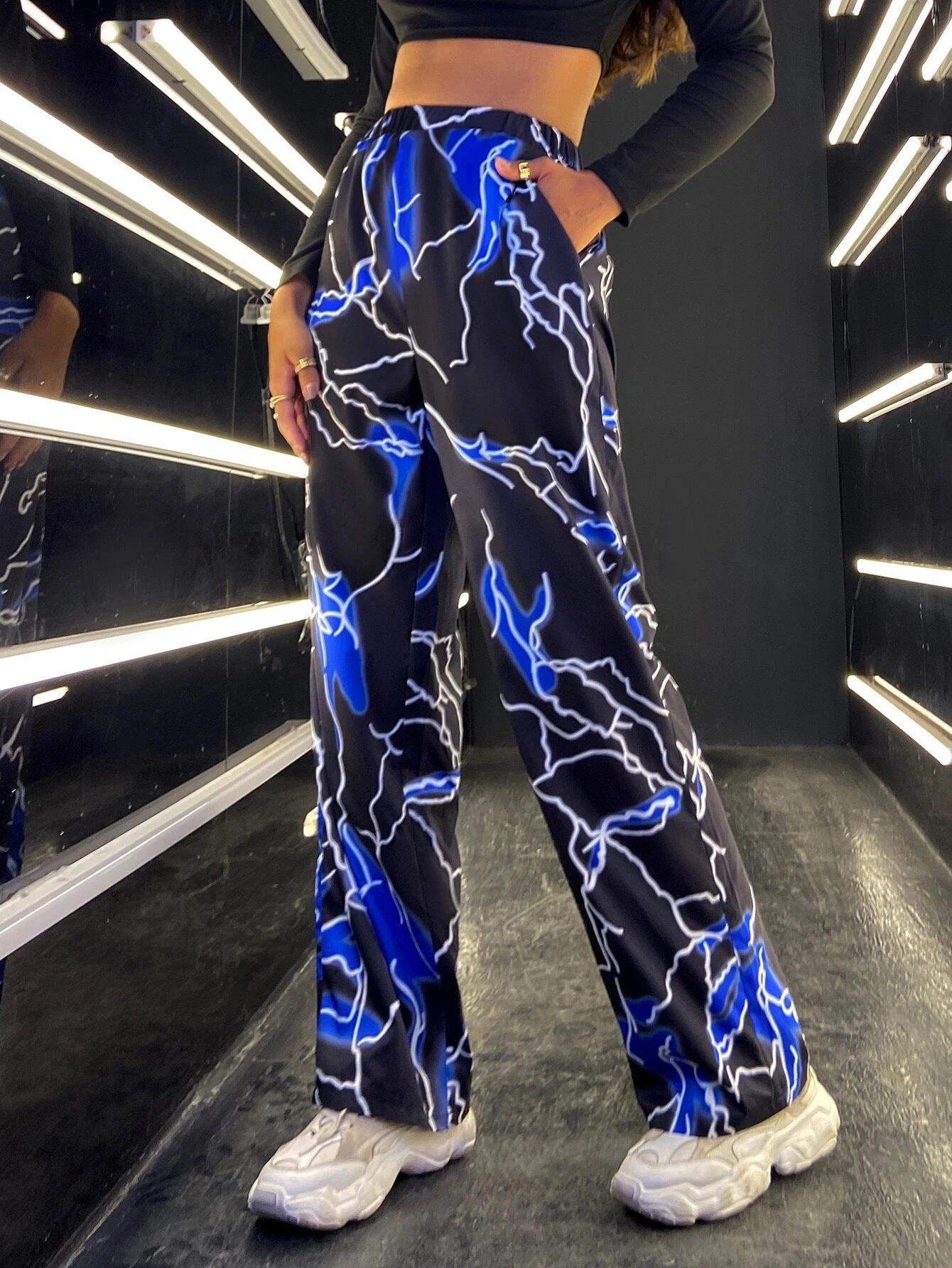 Damen stylische weite Hosen mit einzigartigem Blitzeffekt Stalluxe