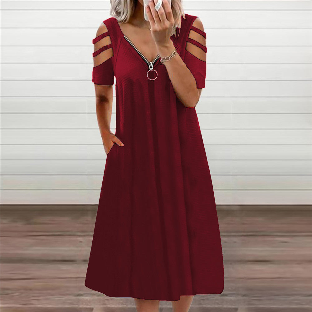 Damen Kleid mit offenen Schultern und tiefem V-Ausschnitt Stalluxe