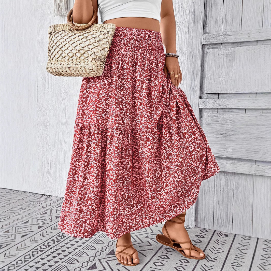 Damen Maxirock mit fließendem Schnitt und floralem Design Stalluxe