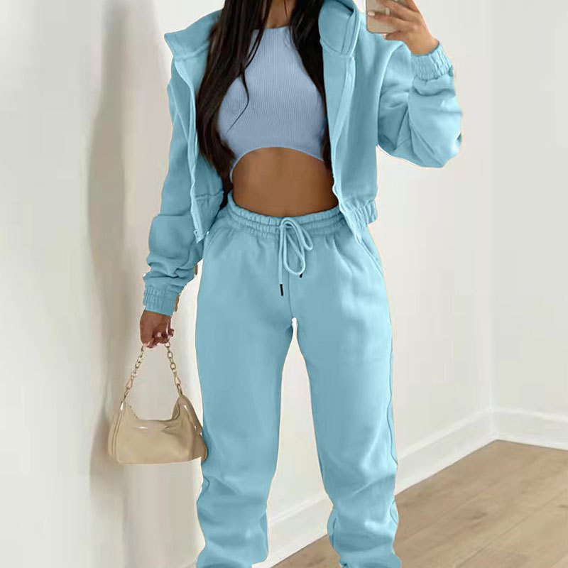 Damen sporty cropped Hoodie und Jogginghose Set Stalluxe