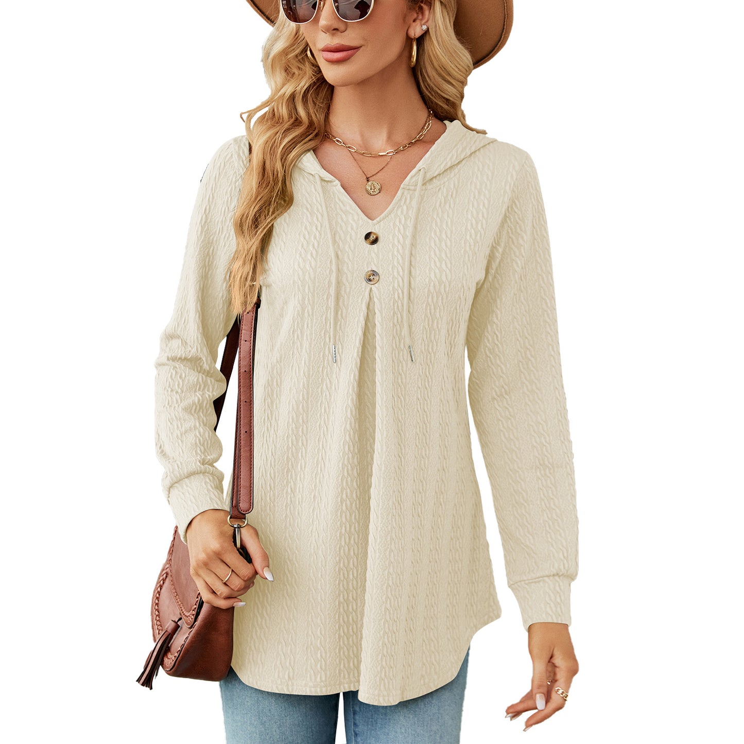 Damen Langarm Hoodie mit strukturiertem Design Stalluxe