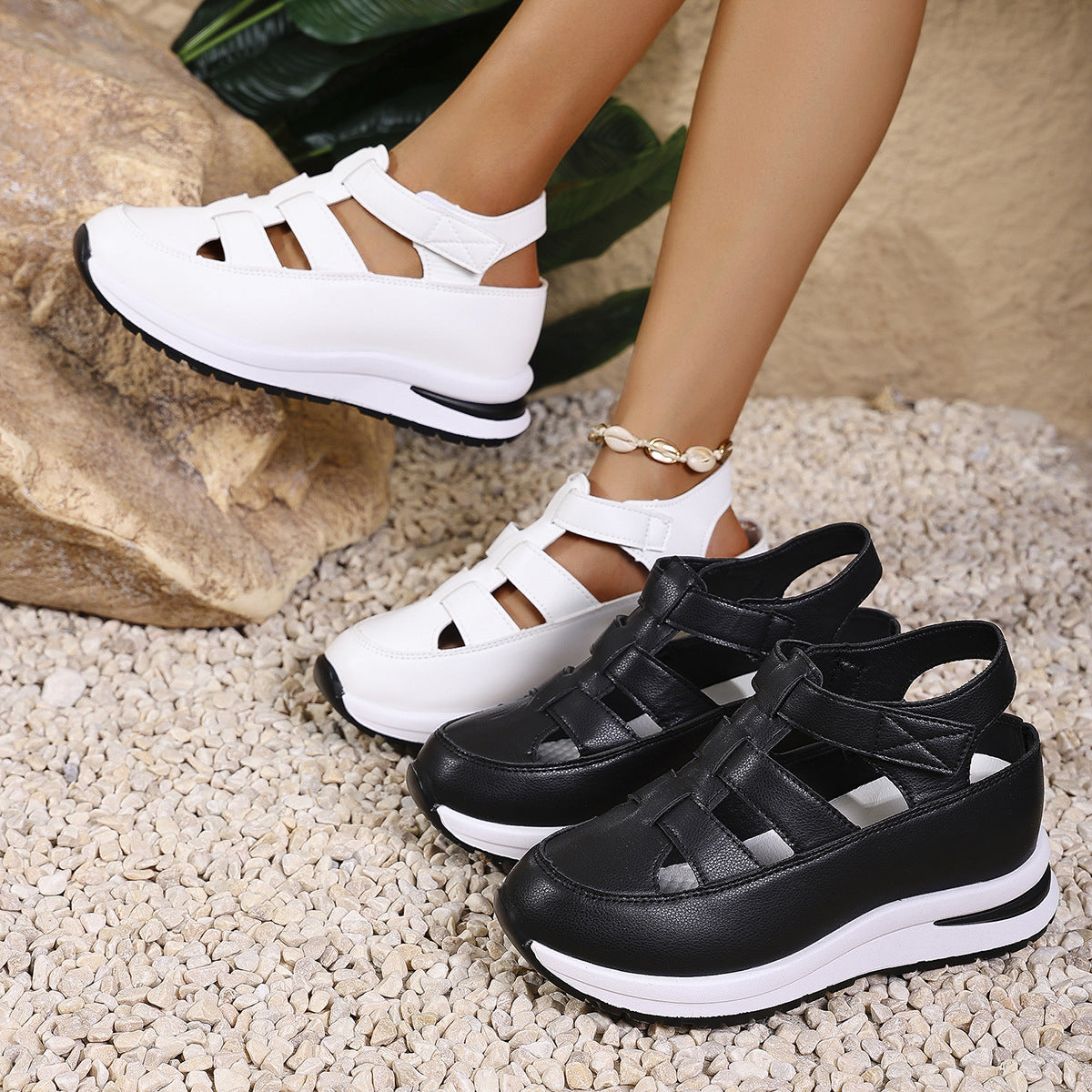 Damen Komfortable Sandalen mit modischen Querstreifen und atmungsaktivem Obermaterial Stalluxe
