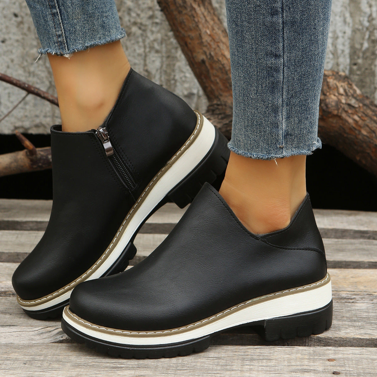 Damen Komfortable Clogs mit elegantem Reißverschluss und rutschfester Sohle Stalluxe
