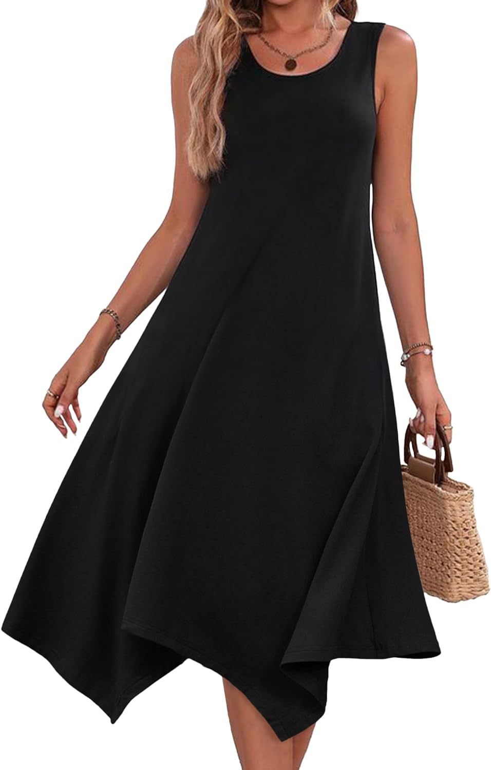 Damen asymmetrisches Sommerkleid mit weitem Schnitt Stalluxe
