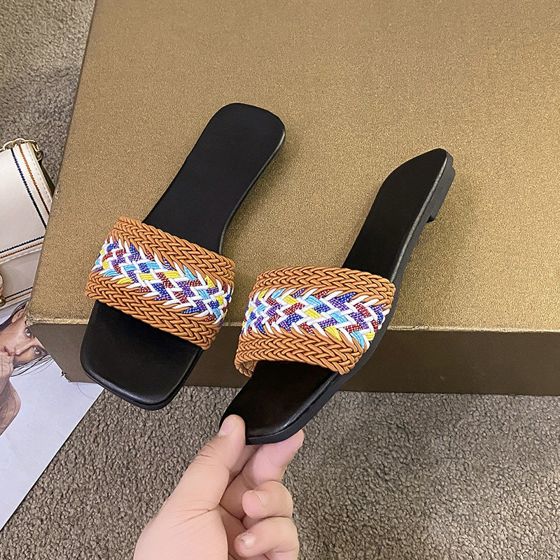 Damen modische Riemensandalen mit bunten Zierstreifen Stalluxe