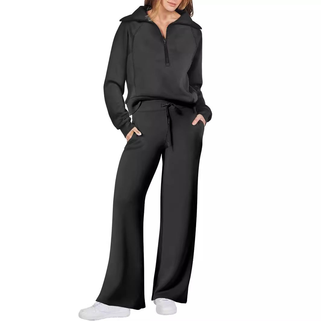 Damen Sportliches Set mit Reißverschluss und weiten Hosen Stalluxe