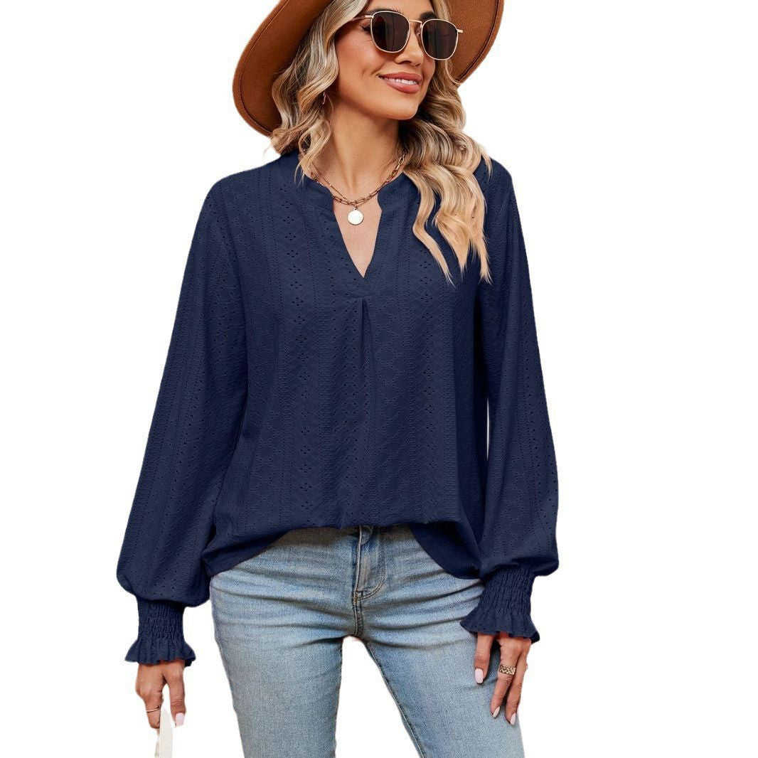 Damen Blusenshirt mit Lochmuster und eleganter Passform Stalluxe