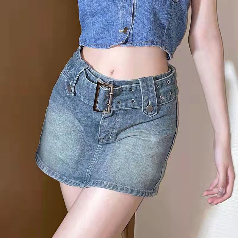 Damen Jeansrock mit verstellbarem Gürtel Stalluxe