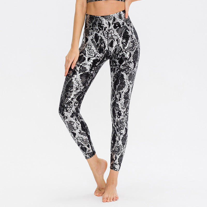Damen Hoch geschnittene Yogaleggings mit aufregendem Schlangenmuster Stalluxe