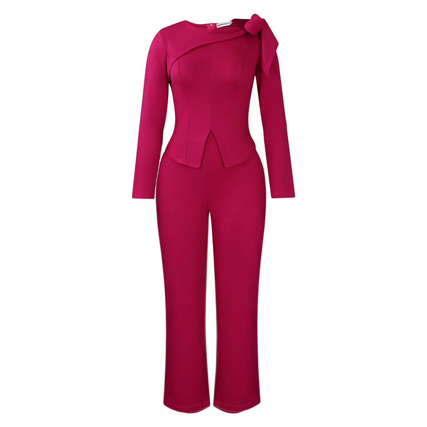 Damen Eleganter Jumpsuit mit asymmetrischem Design und dekorativer Schleife Stalluxe