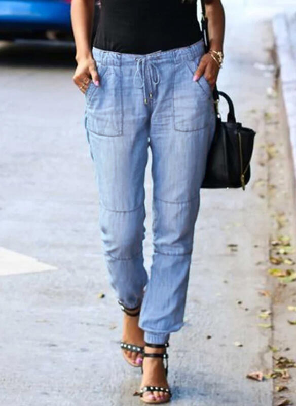 Damen lässige Cargo-Hose mit elastischem Bund und praktischen Taschen Stalluxe