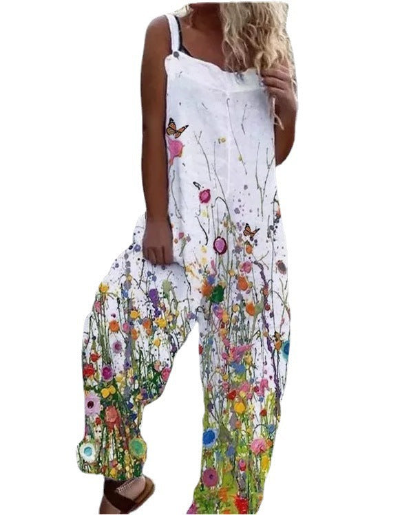 Women's Artistic Floral Print Jumpsuit Stalluxe