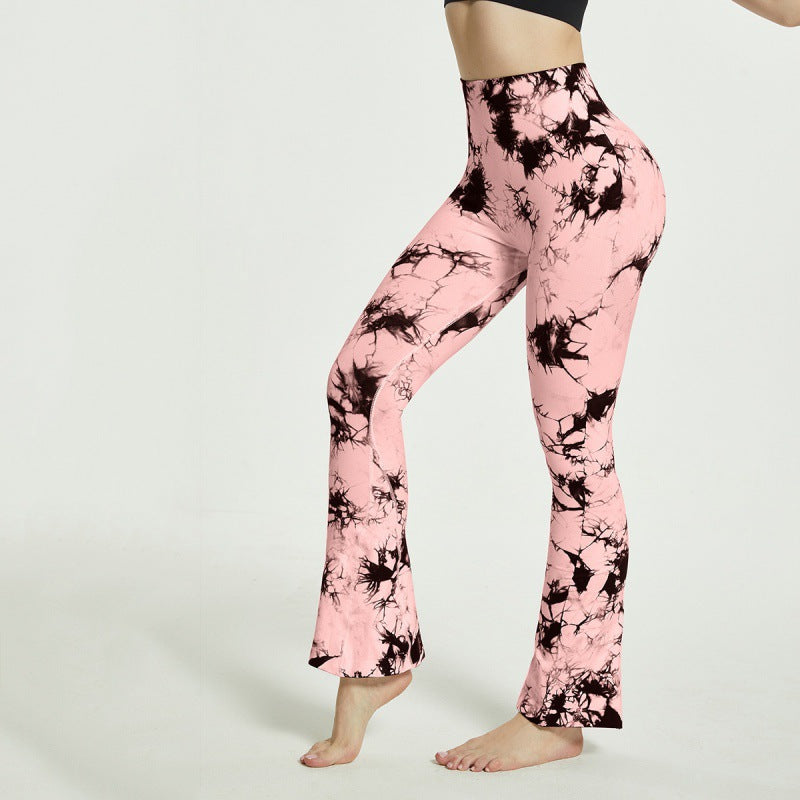 Damen Flared Yoga-Leggings mit einzigartigem Batikmuster Stalluxe
