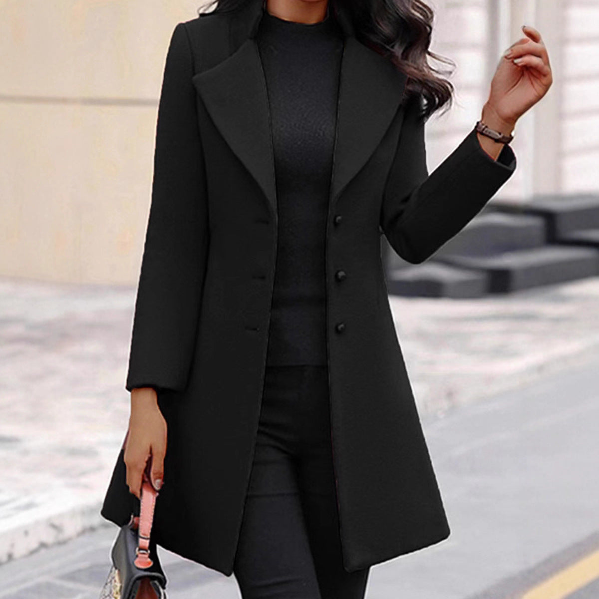 Damen eleganter Langblazer mit strukturiertem Revers Stalluxe