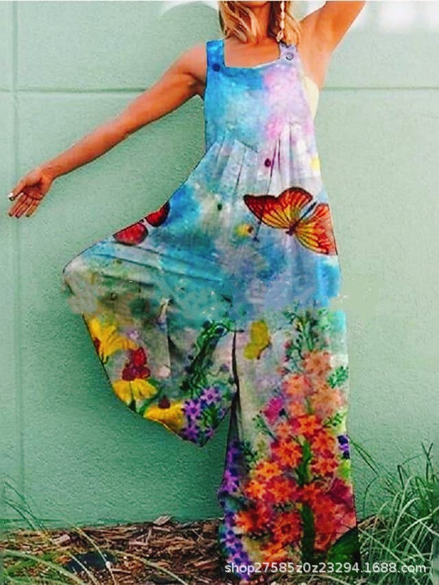 Damen Overall aus atmungsaktivem Baumwollmix mit buntem Floral-Motiv Stalluxe