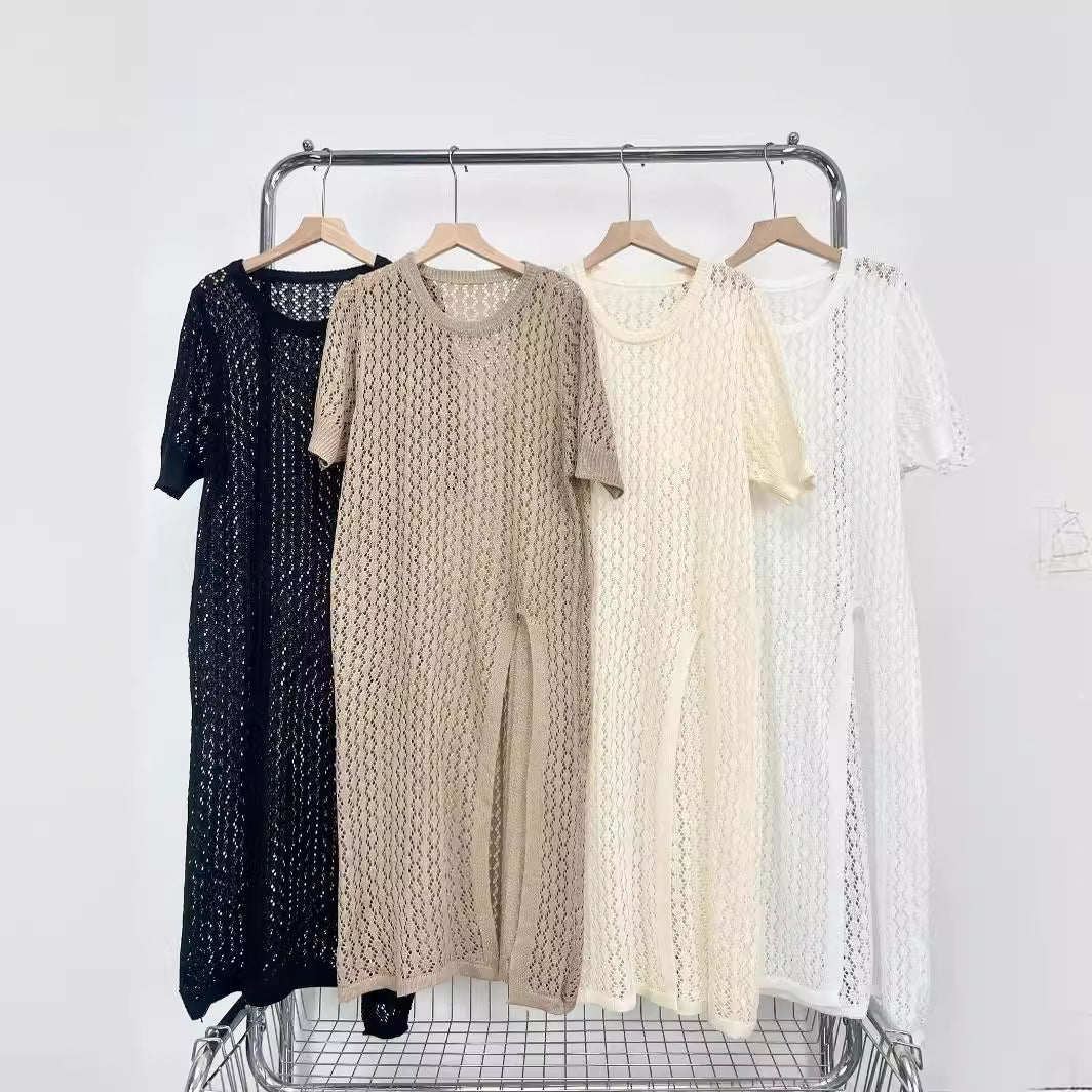 Damen Langer Strick-Kimono mit offenem Design und atmungsaktiver Maschenstruktur Stalluxe