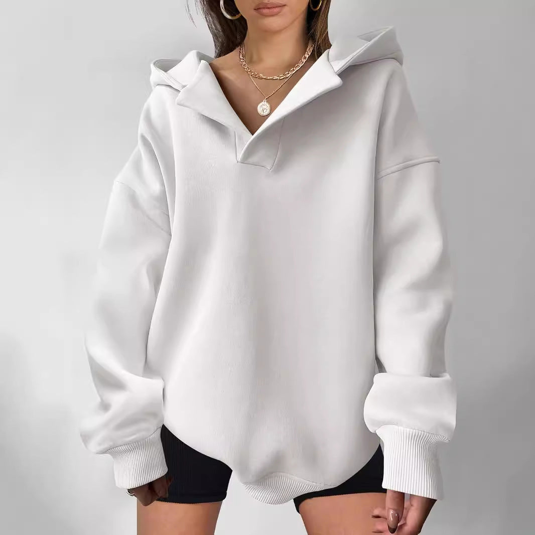 Damen Oversize Hoodie mit modernem Kragen und weichem Innenfutter Stalluxe