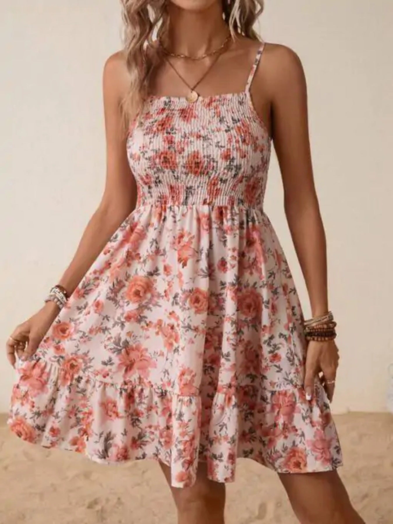 Damen luftiges Sommerkleid mit Rüschen und floralem Design Stalluxe