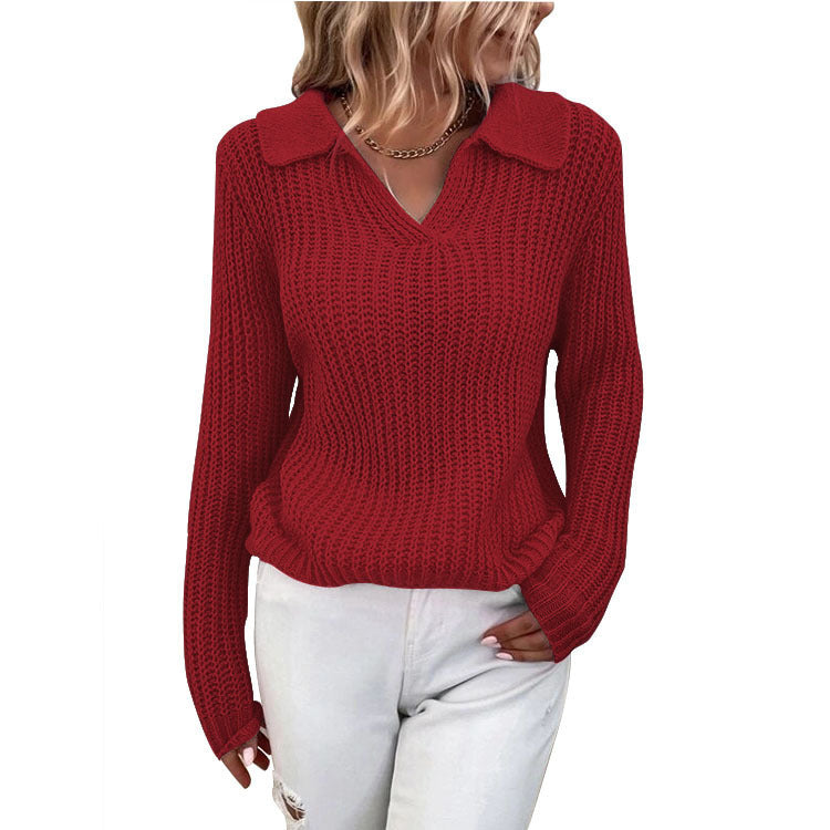 Damen Strickpullover mit schickem Kragen und lässigem Schnitt Stalluxe
