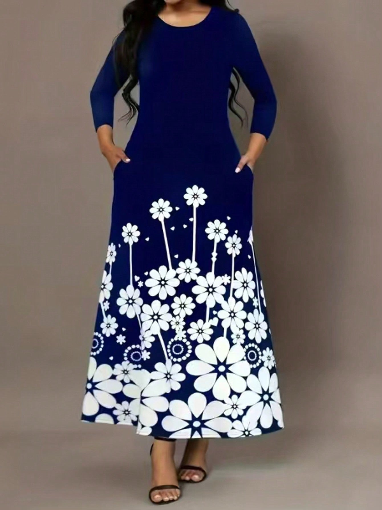 Damen Maxikleid mit floralem Design und praktischen Seitentaschen Stalluxe