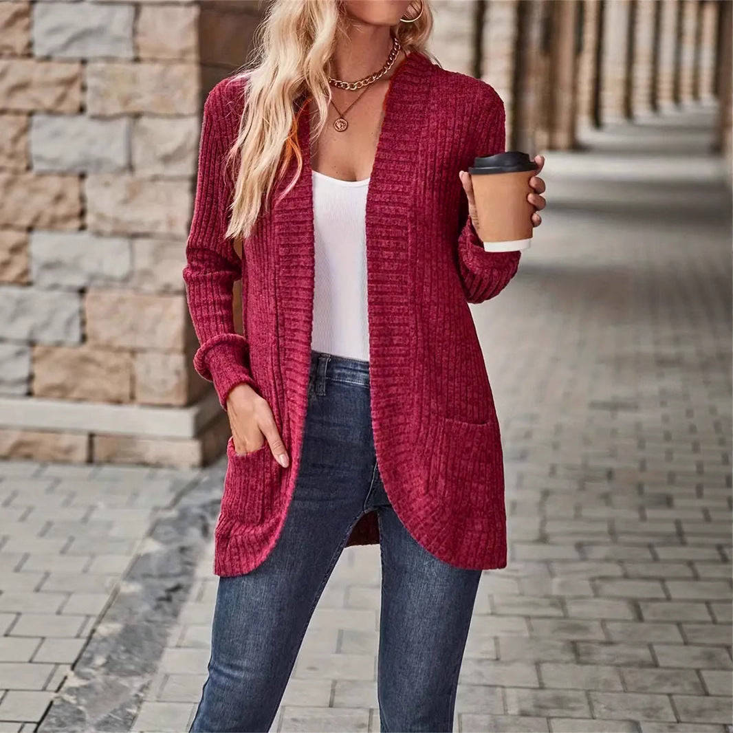 Damen lässige Strickjacke mit Taschen und strukturiertem Design Stalluxe
