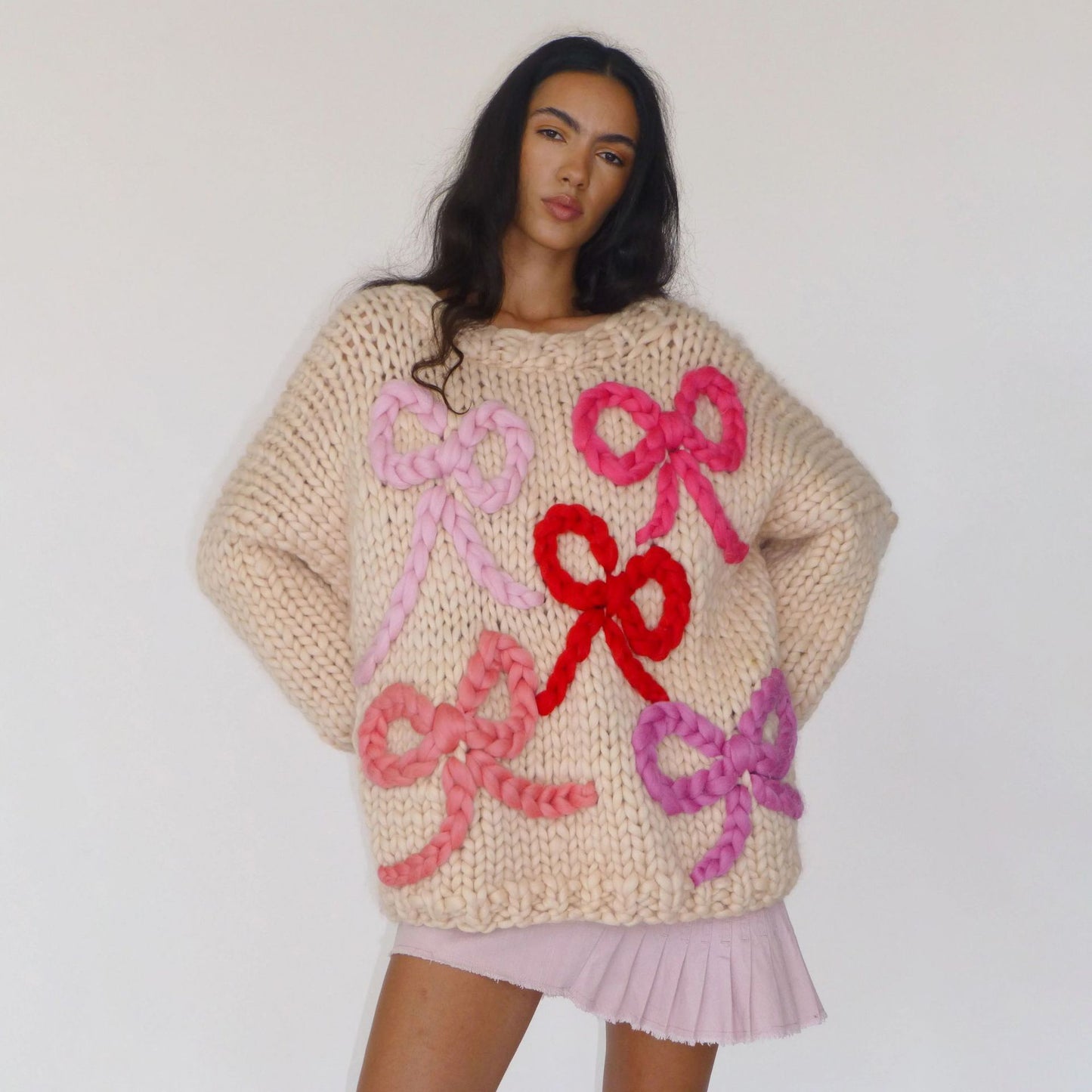 Damen Grobstrickpullover mit verspieltem Schleifen-Design Stalluxe