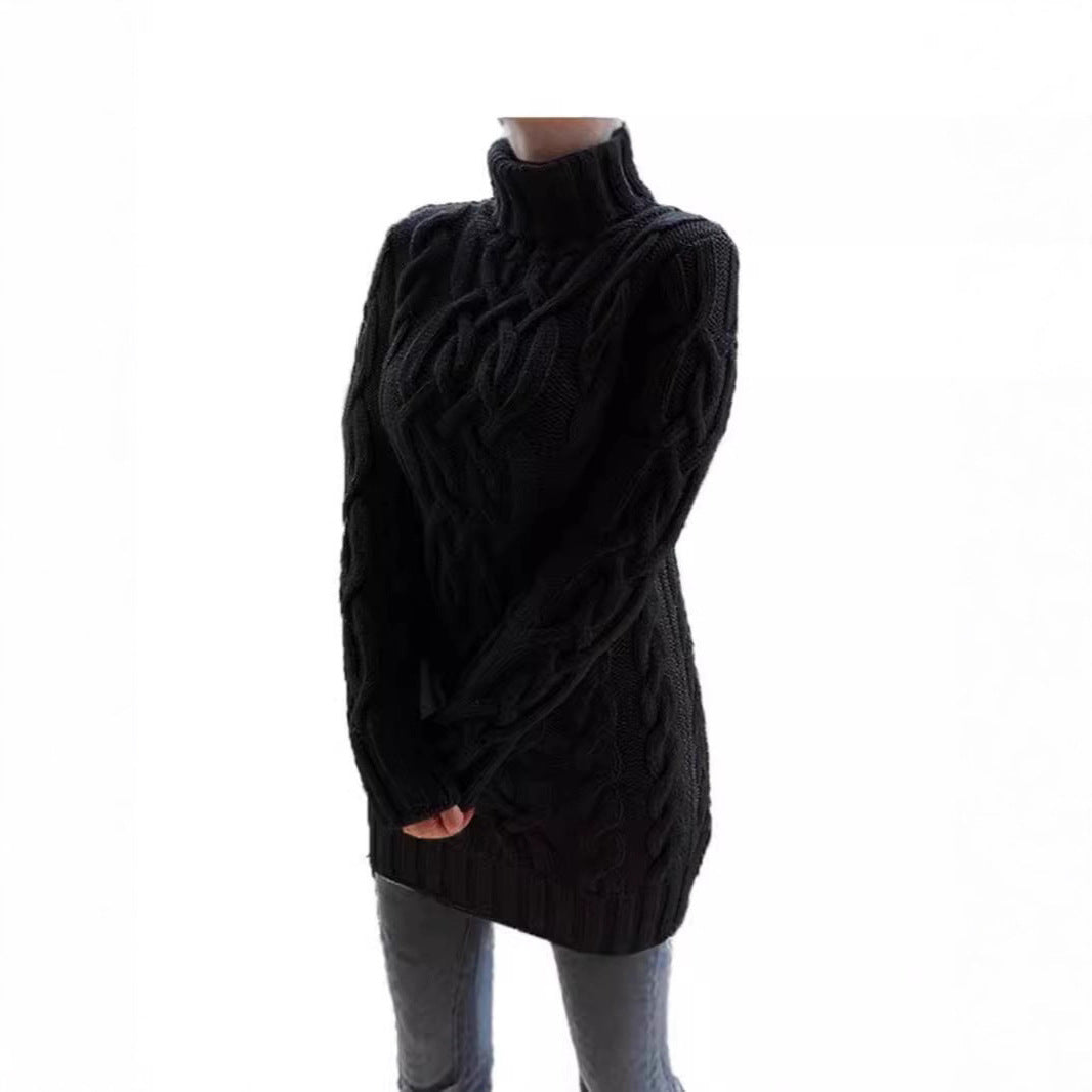 Damen Grobstrickpullover mit hohem Kragen und Zopfmuster Stalluxe