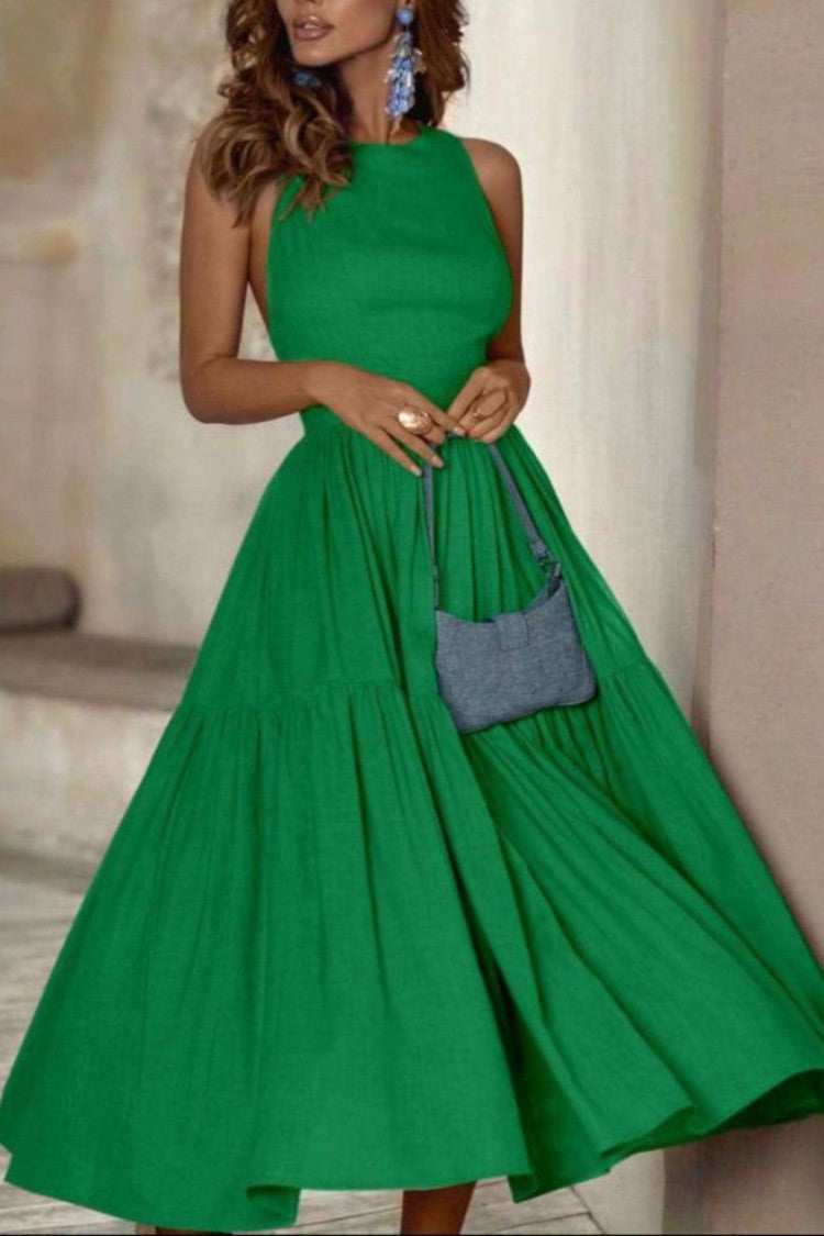 Damen Elegantes Langarmkleid mit bodenlangem Rock und raffinierten Falten Stalluxe