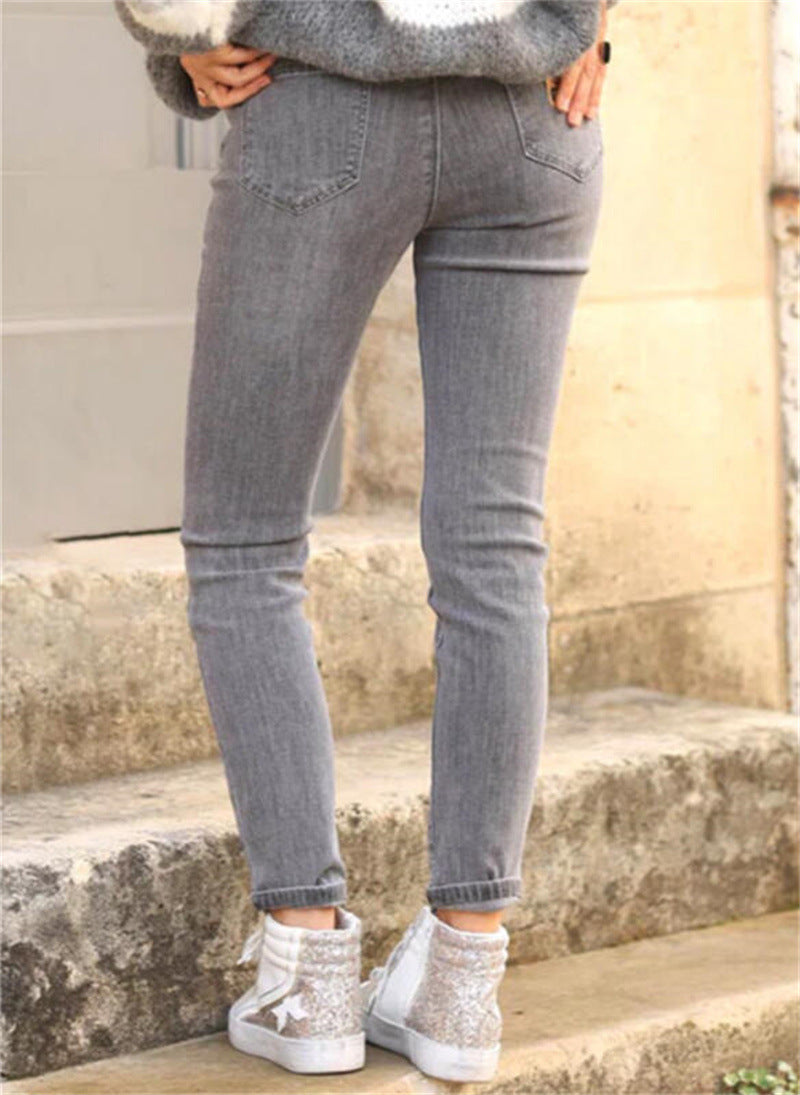 Damen figurbetonte Jeans im Vintage-Look mit hohem Bund und knöchellanger Passform Stalluxe