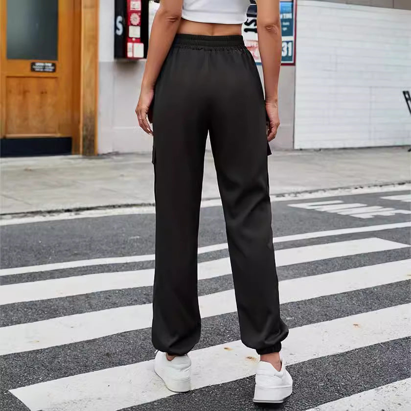 Damen Bequeme Cargo-Hose mit elastischem Bund und seitlichen Taschen Stalluxe