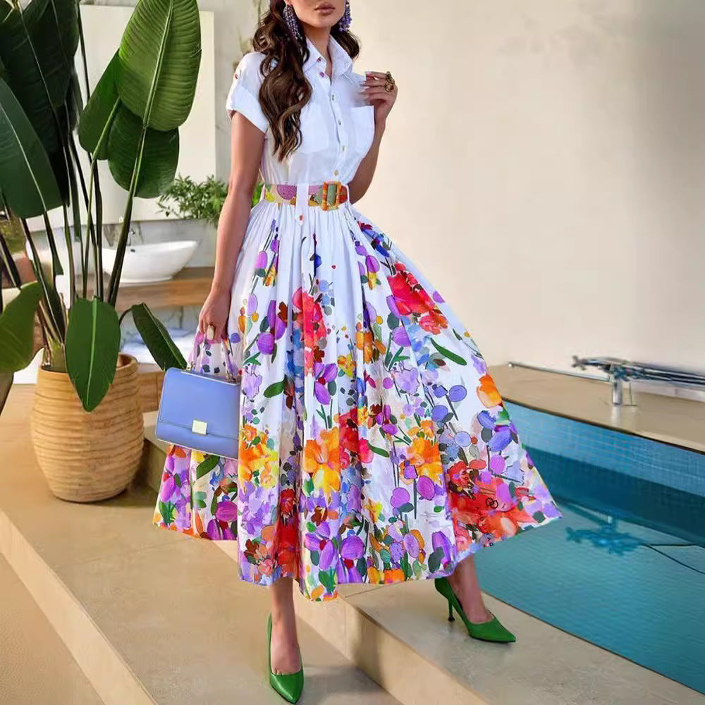 Damen Maxi-Kleid mit floralen Mustern und tailliertem Schnitt Stalluxe