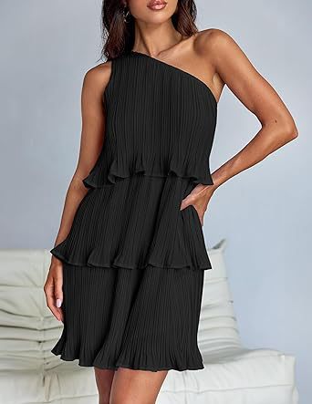 Damen asymmetrisches Flatterkleid mit Rüschendetails Stalluxe