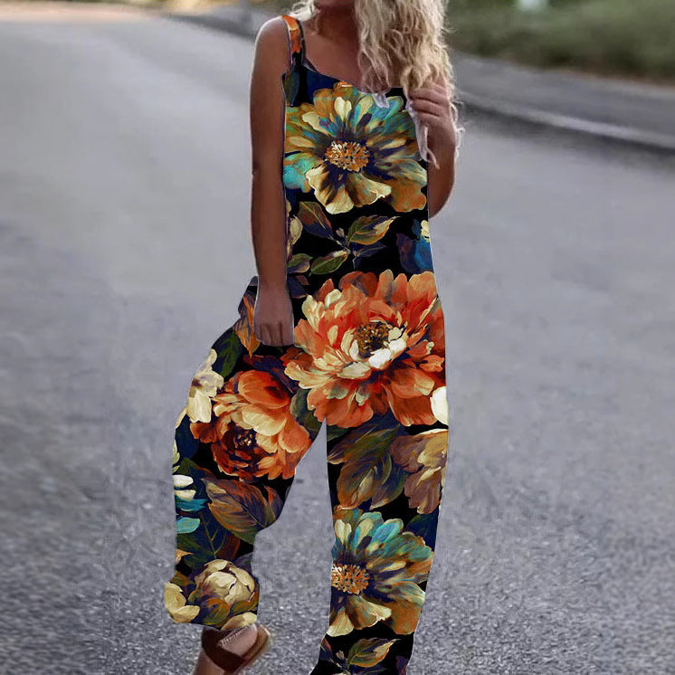 Women's Artistic Floral Print Jumpsuit Stalluxe