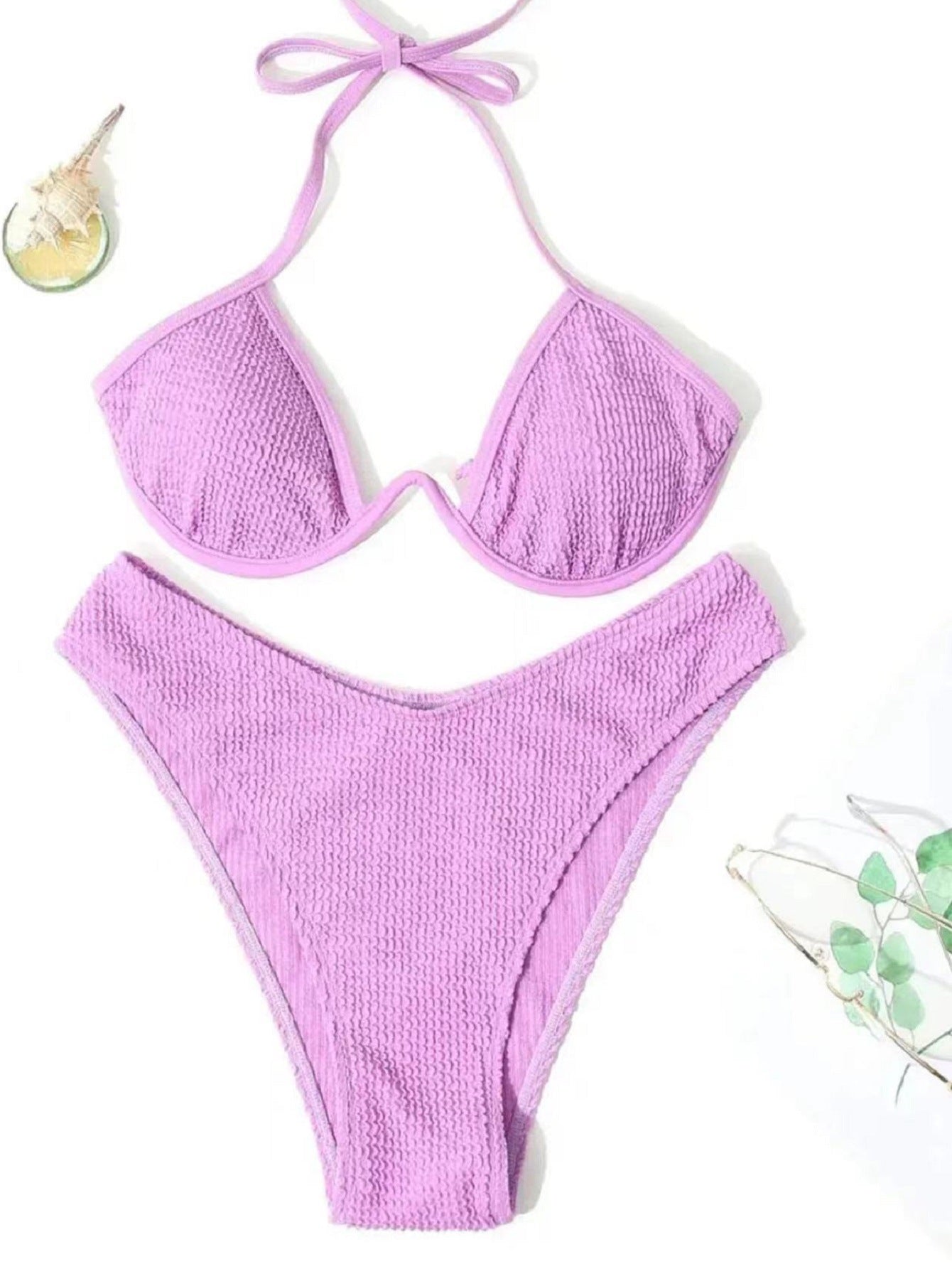 Damen Triangel-Bikini mit Struktur und verstellbaren Trägern Stalluxe