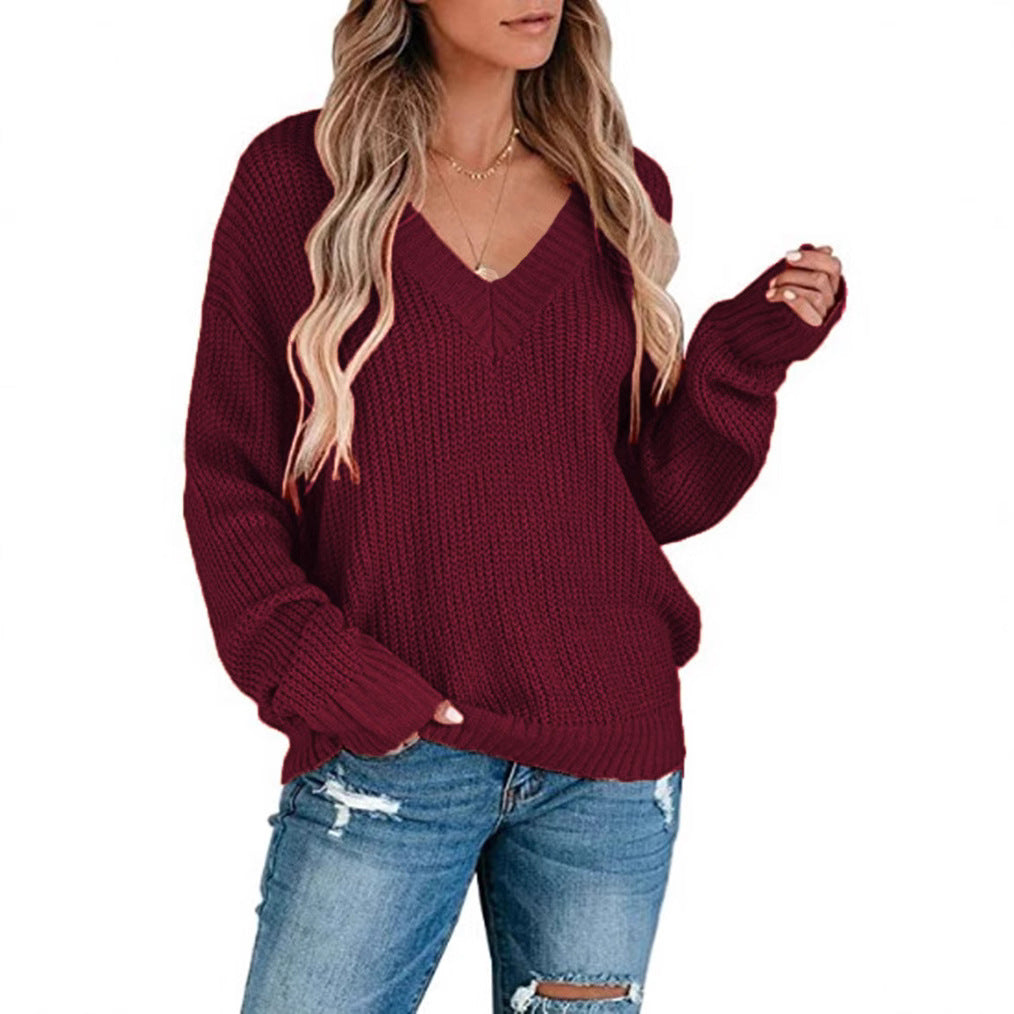 Damen Feinstrickpullover mit V-Ausschnitt und lässigem Schnitt Stalluxe