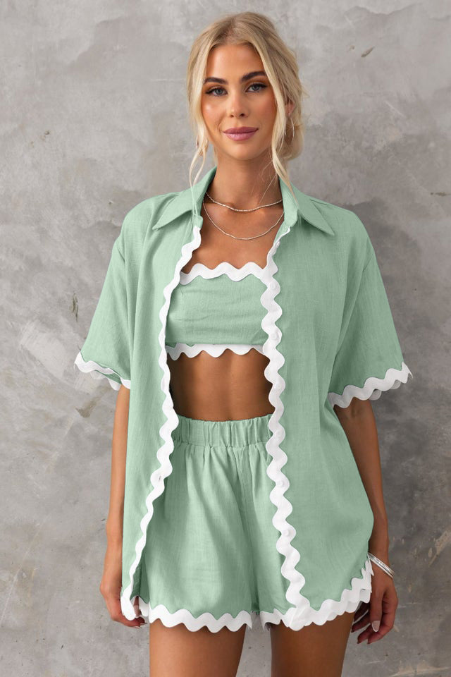 Damen elegante und lässige Blusen-Shorts Kombination Stalluxe