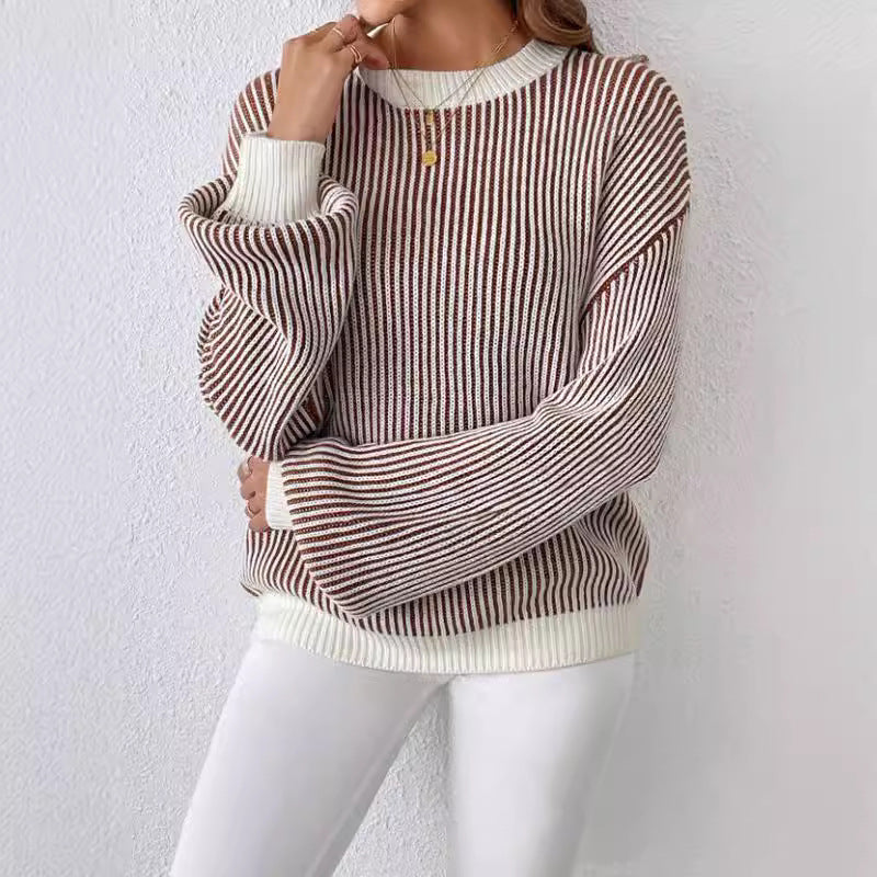 Damen Strickpullover mit breitem Rippdesign und lässigen Ballonärmeln Stalluxe