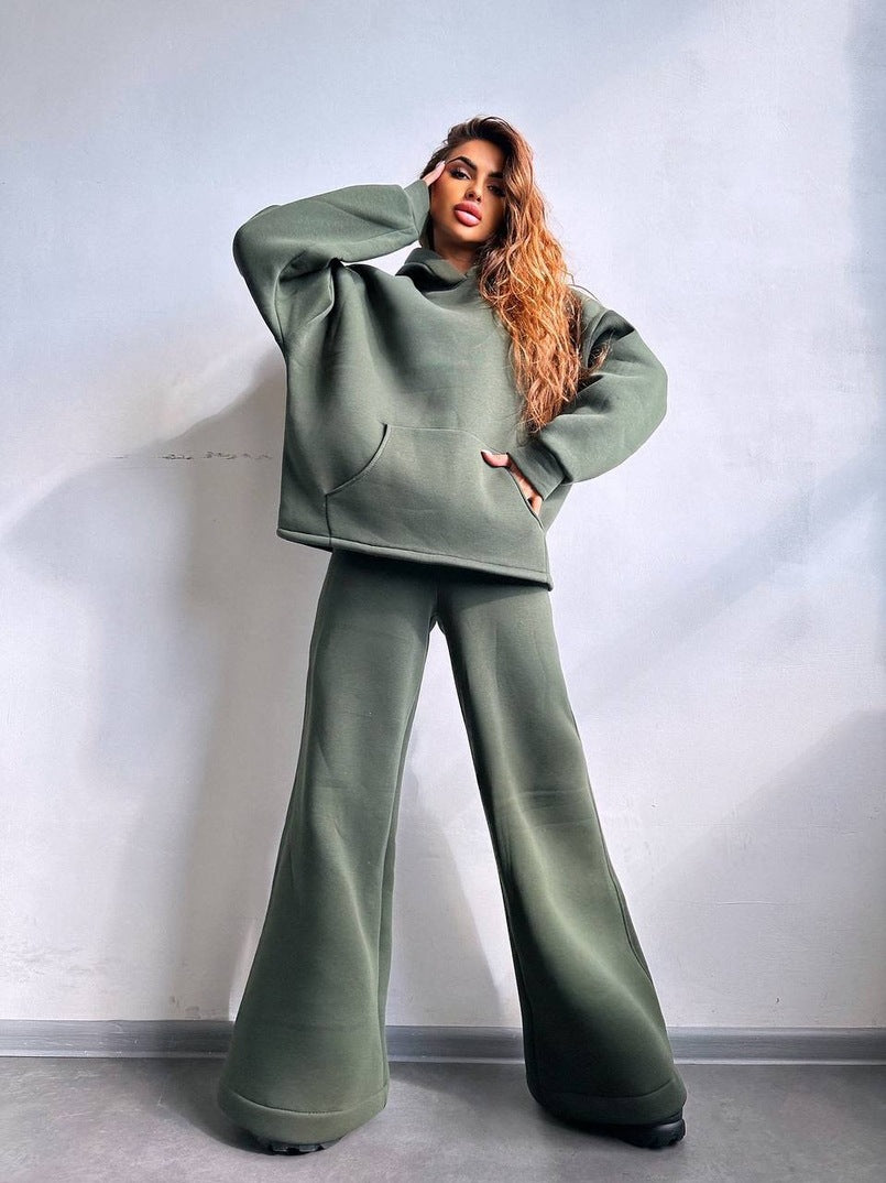Damen lässiger Kapuzenpullover mit weitem Schnitt und bequemen Beinen Stalluxe